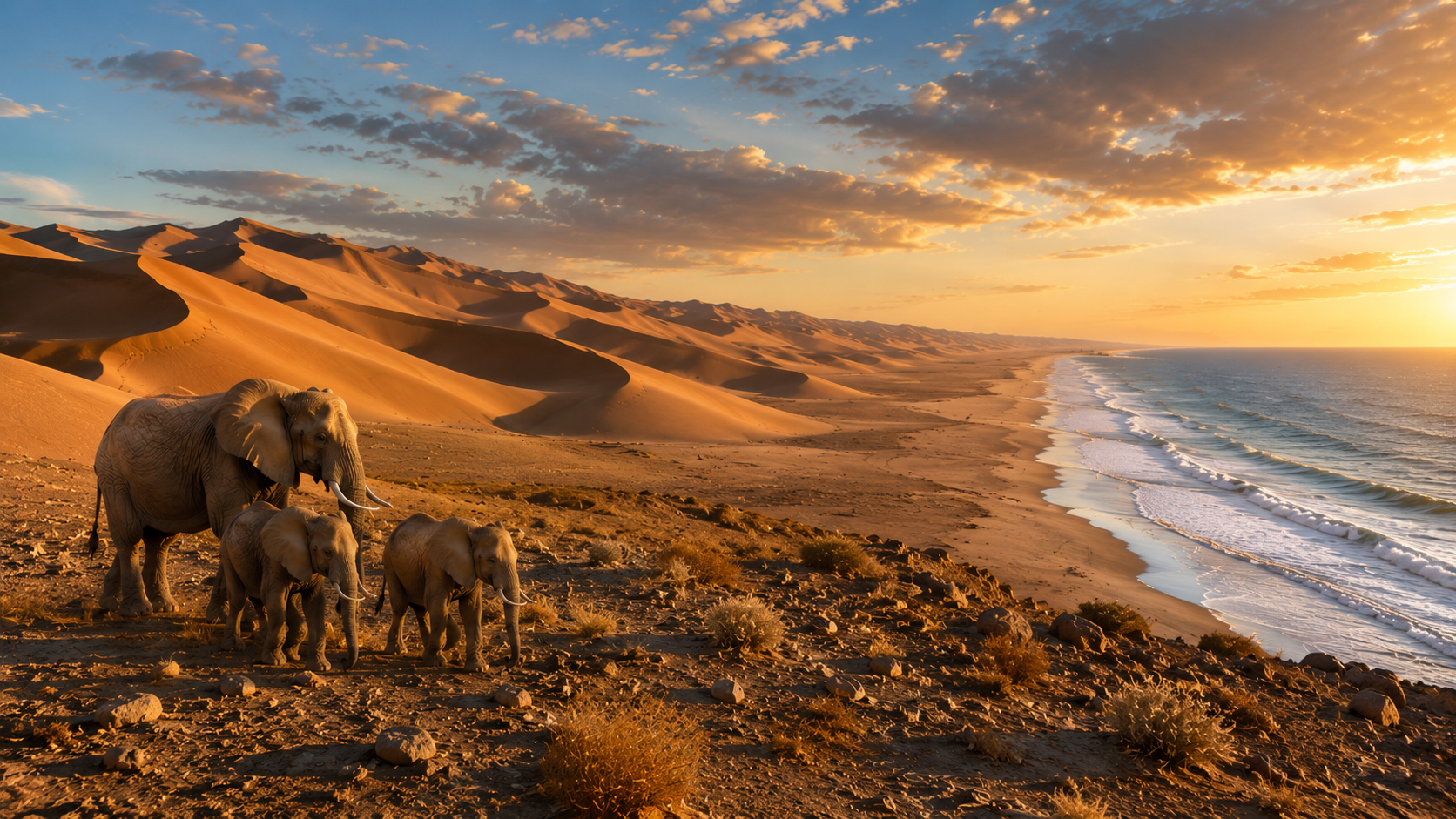 Stunning Namibian landscape with red sand dunes